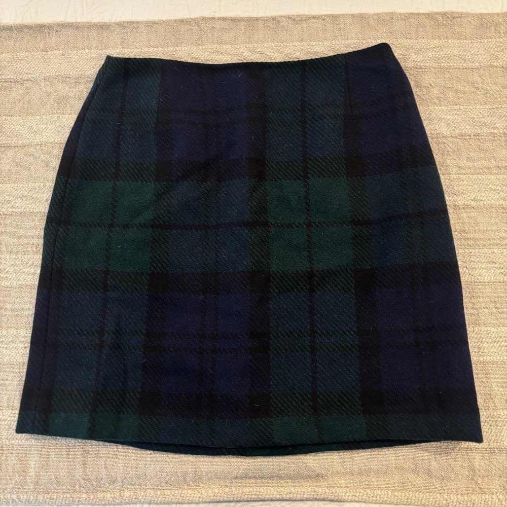 VTG Eddie Bauer Black Watch Plaid Wool Skirt NWT 12 Deadstock Dark Academia - Picture 2 of 5